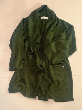 LatteLove Cozy Green Open Front Cardigan Size L